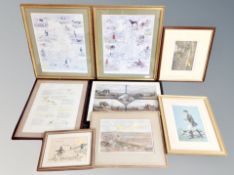 Eight colour prints relating to fox hunting,