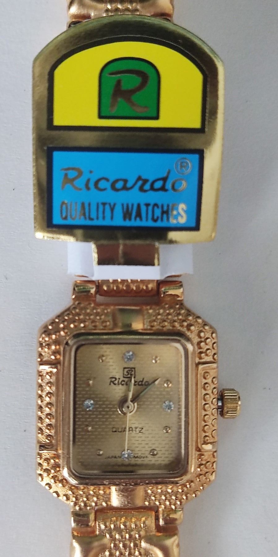 A brand new Ricardo lady's cocktail watch, 20mm face, with back film, battery fitted.