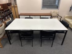 A 1960's melamine topped dining table, length 212 cm,