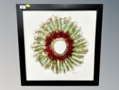 Christine Romano : Super Nova, kiln-formed glass, signed, 43 cm x 43 cm, framed.