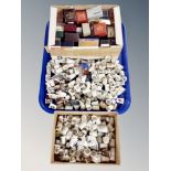 A large quantity of porcelain thimbles and thimble boxes