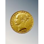 An 1862 Victorian shield back full gold sovereign