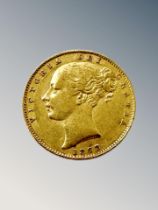 An 1862 Victorian shield back full gold sovereign