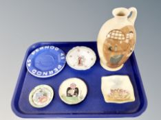 A Royal Doulton jug depicting a monk, French Pernod ceramic ashtray,