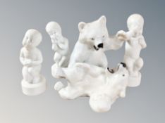 A Royal Copenhagen figure group of two fighting polar bears,