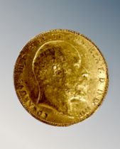 A 1908 Edward VII full gold sovereign