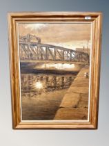 Nicholas Leake : The Swing Bridge, oil on board, signed with the artist's monogram, dated 09.10.