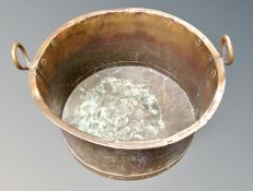 A 19th century copper twin handled cooking pot diameter 52 cm