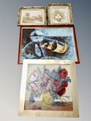 Four contemporary oil paintings,