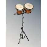 Two Congo drums on tripod collapsible stand