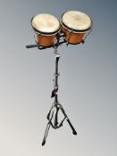 Two Congo drums on tripod collapsible stand