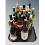 Fourteen assorted bottles of alcohol including Santerra dry muscat, Blossom Hill chardonnay,