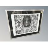 Walter Hudspith : Fossil, black and white lithograph, feature the poem by Sid Chaplin,