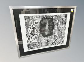 Walter Hudspith : Fossil, black and white lithograph, feature the poem by Sid Chaplin,