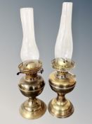 Two brass oil lamps