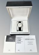 A gent's stainless steel IWC Schaffhausen Portofino automatic calendar centre seconds wristwatch,