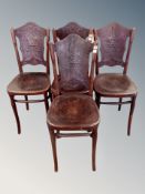 A set of four bentwood poker work chairs