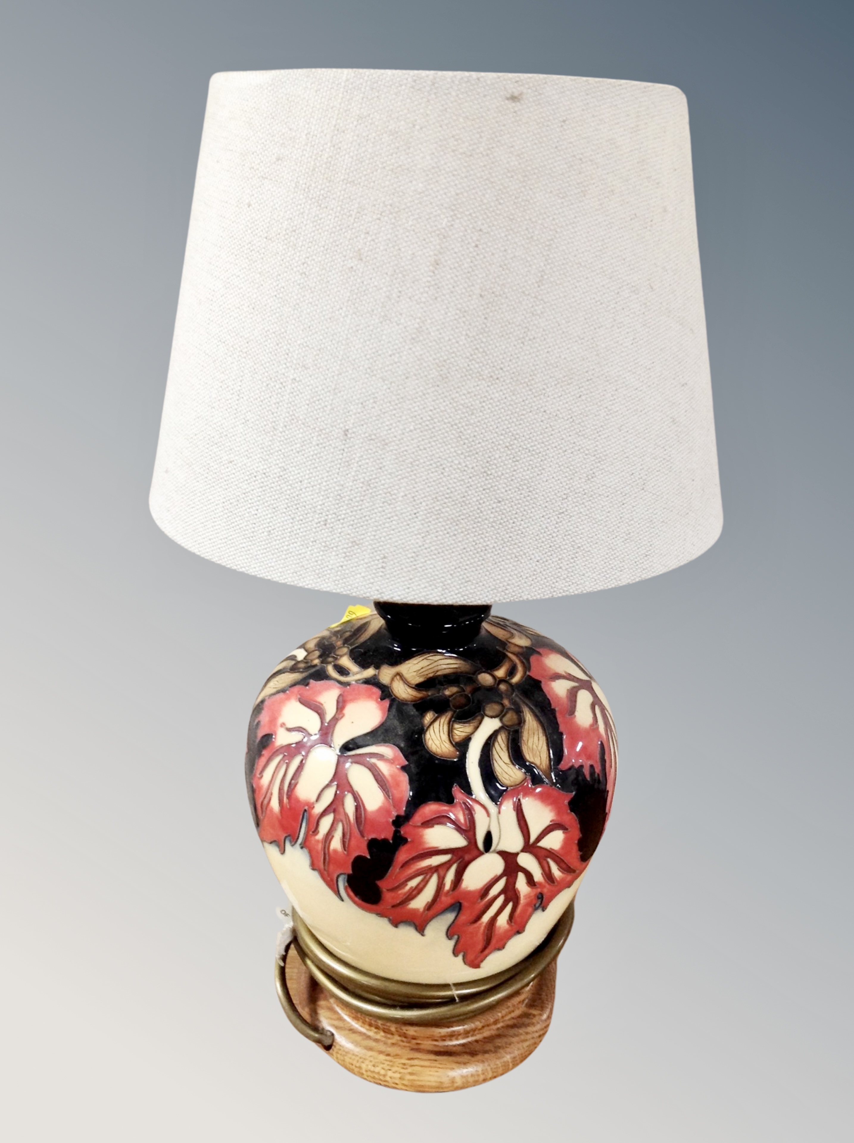 A Moorcroft table lamp with shade,