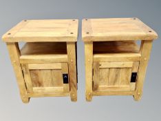 A pair of contemporary oak bedside stands,