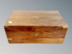 A Victorian walnut and brass bound writing slope