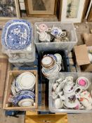 Two pallets containing a large quantity of tea china, tea cups, plates, dinner plates,
