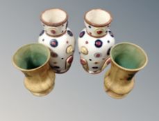 A pair of Pompeyi earthenware vases together with a further pair of vases