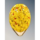 Peter Layton (Born 1937) A mottled yellow art glass vase, signed, height 23cm