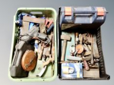 Two crates of power and hand tools,