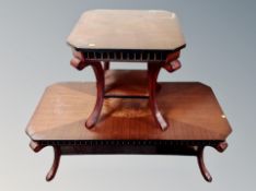Two reproduction mahogany two tier coffee tables