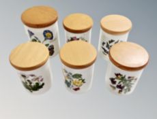 Six Portmeirion Botanic Garden kitchen storage jars