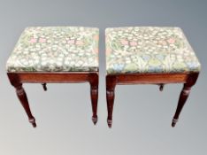 A pair of beech footstools