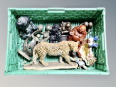 A group of contemporary ornaments, figure of Cheetah,