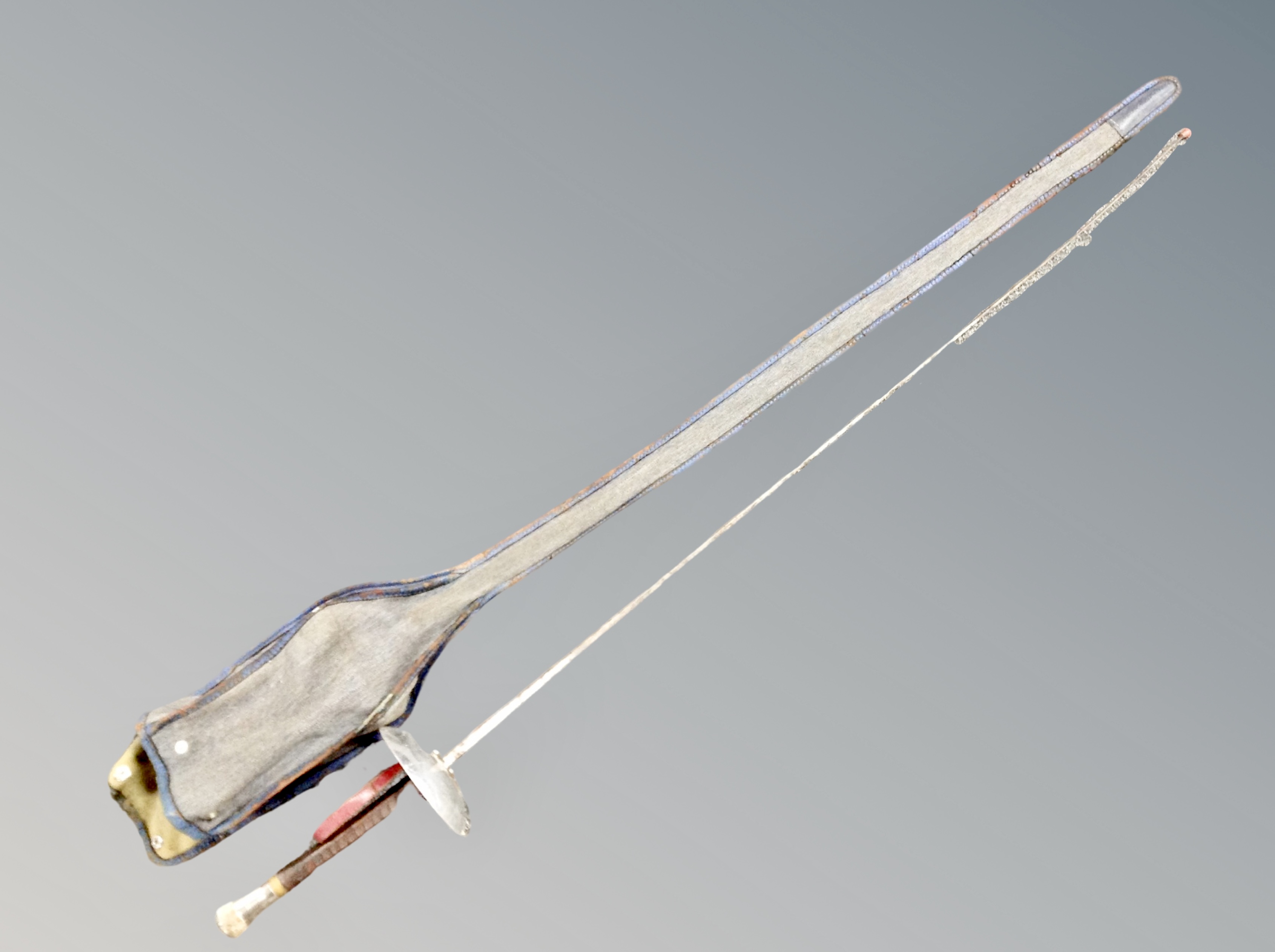 A reproduction cavalry sabre in scabbard together with antique fencing foil - Image 2 of 2