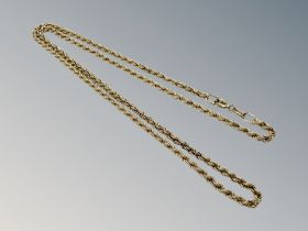 A 9ct yellow gold rope twist necklace, length 47 cm. CONDITION REPORT: 3.