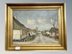 Danish school : rural village, oil on canvas,
