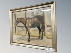 Continental watercolour depicting a horse,