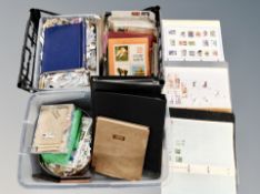 Two boxes of stamp albums and stamps