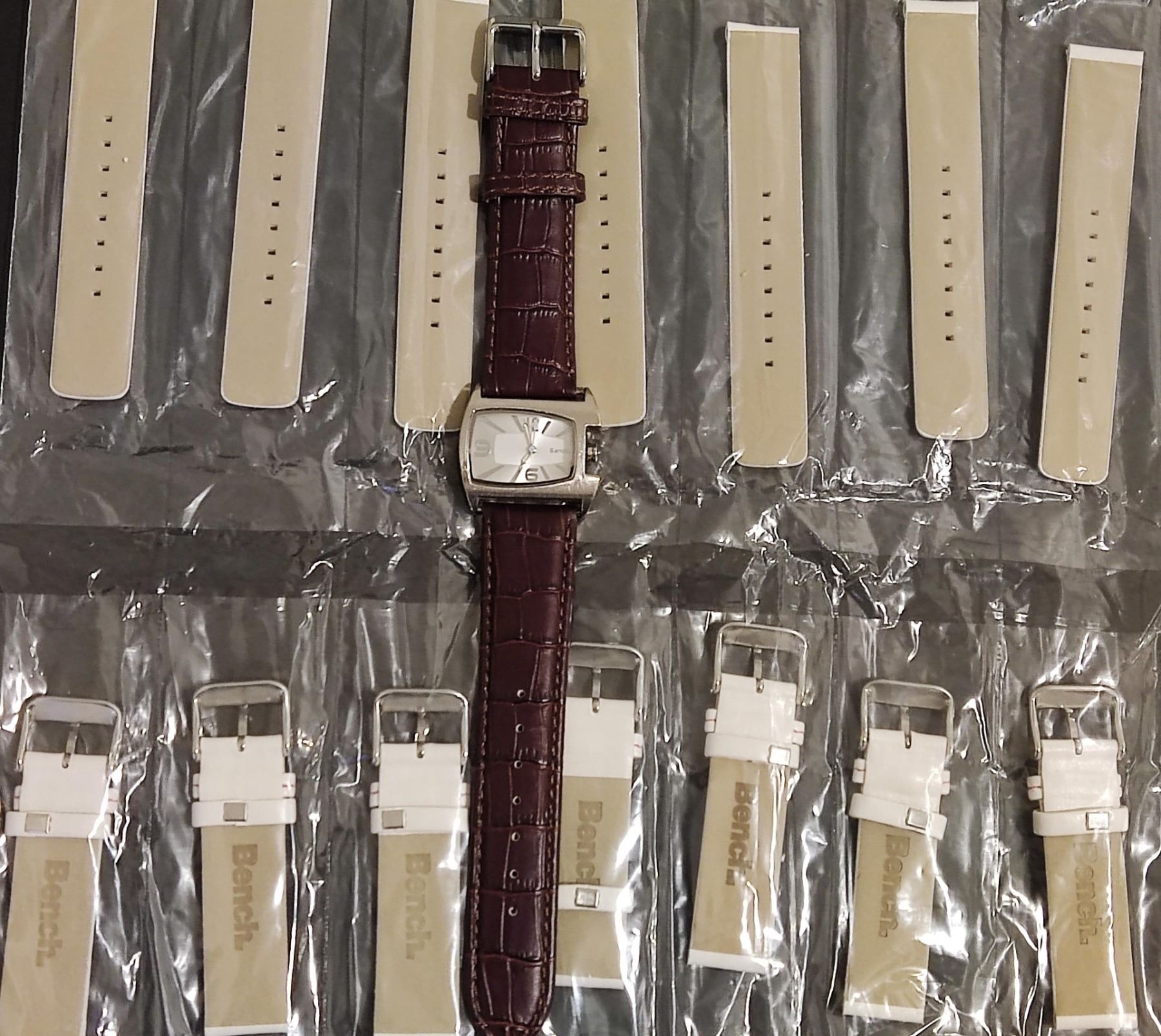 Eight leather 18mm 'Bench' watch straps and a Bench watch. - Image 2 of 3