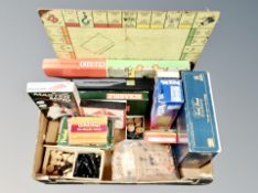 A box of vintage games including Scrabble, Cluedo, Mastermind,