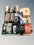 A pallet containing projectors and related equipment, vinyl lps and 45's,