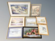 Eight various watercolours including Bryan Thatcher,