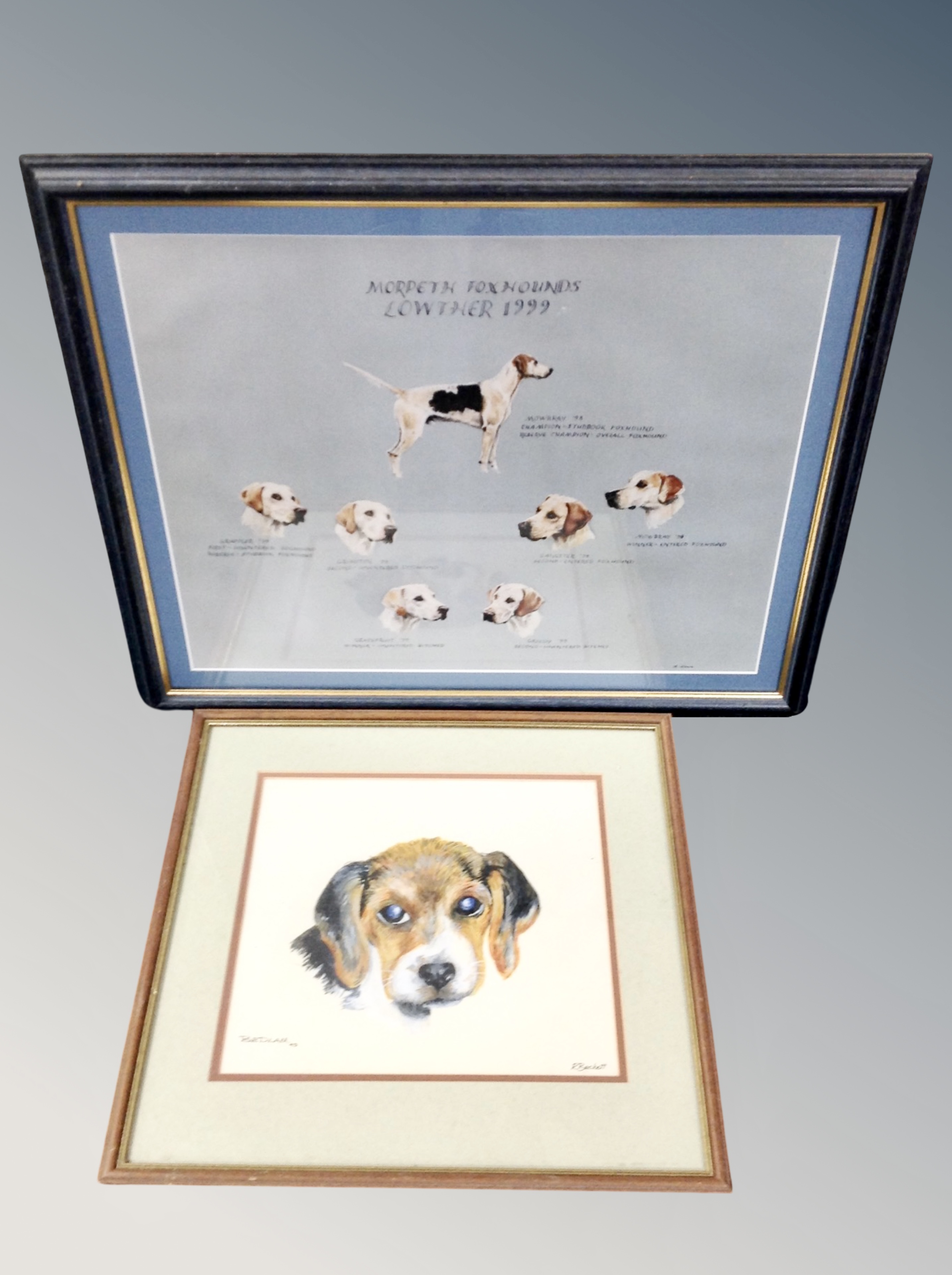 Two framed prints depicting Morpeth Fox Hounds,