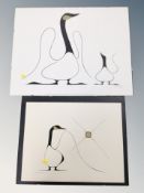 Two Benjamin Chee Chee prints depicting Canada Geese