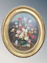 Danish school, still life of flowers in a vase, oil on board,