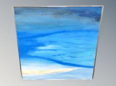 A contemporary abstract oil on canvas - beach with sea beyond