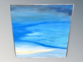 A contemporary abstract oil on canvas - beach with sea beyond