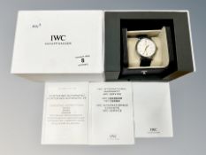 A gent's stainless steel IWC Schaffhausen Portofino automatic calendar centre seconds wristwatch,