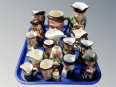 A tray of seventeen assorted character jugs including Staffordshire,