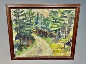 Danish school, Track through woodland, oil on canvas,