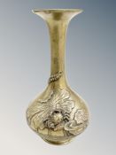 A Japanese bronze overlay vase, Meiji period, height 26.